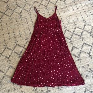 Red polka dot midi dress